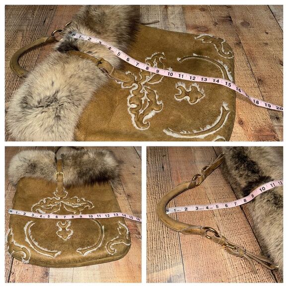 Authentic Prada Real Fox Fur & Suede Shoulder Bag COA In Photos Has Flaws* - Picture 11 of 16